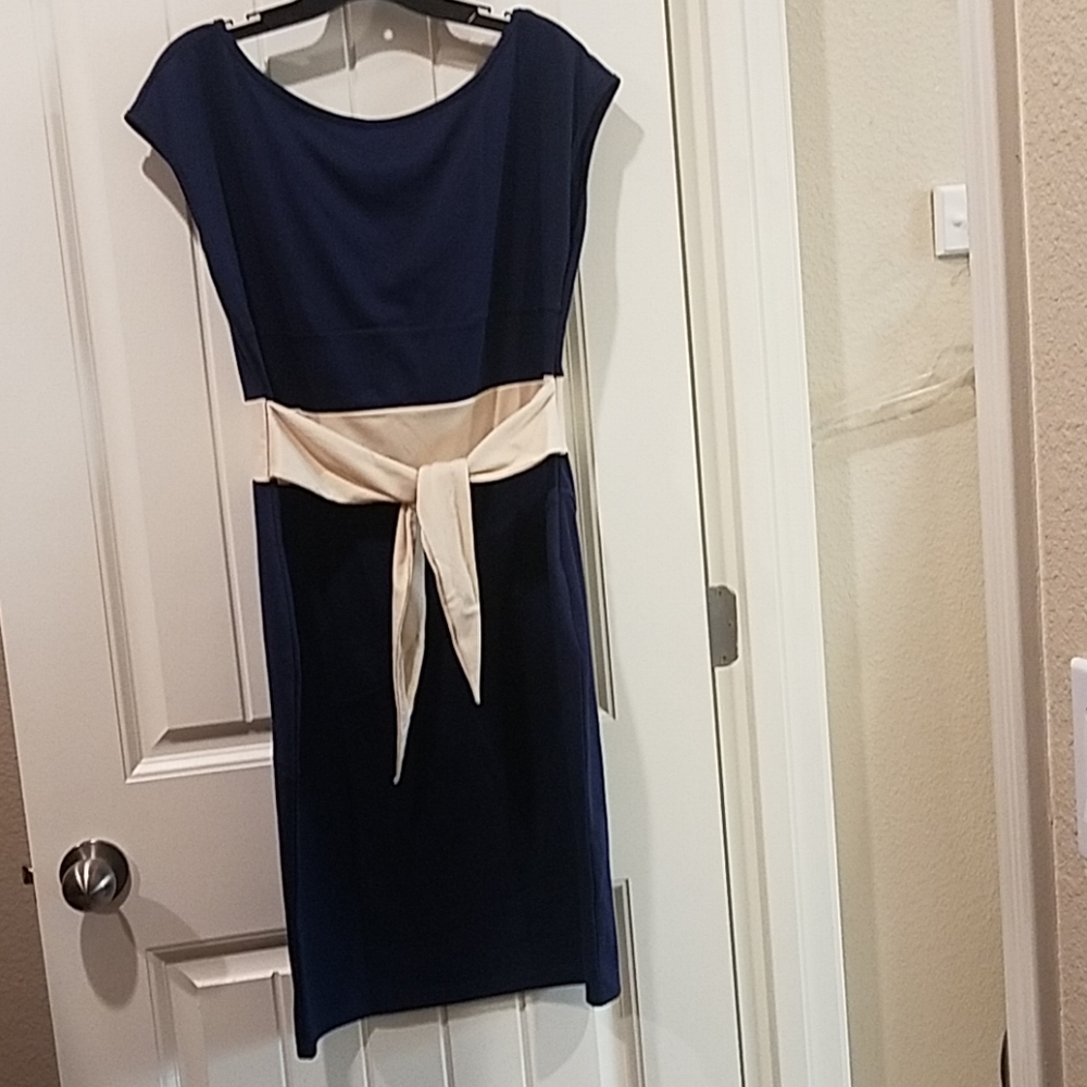Miusol Navy and Cream Midi Dress